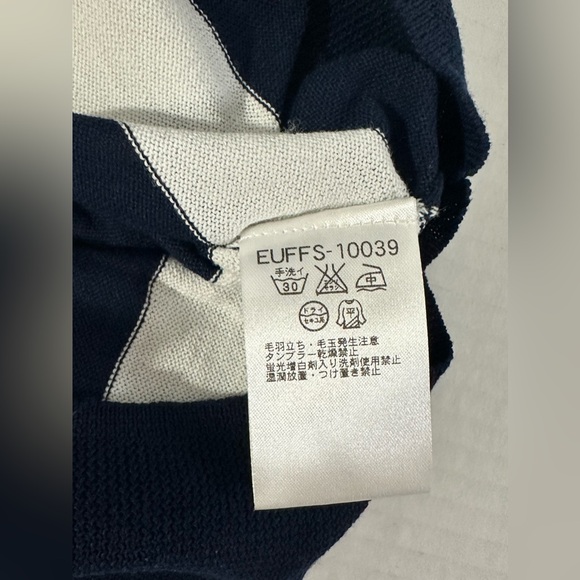 Ofuon Striped Blue Peach And White Women’s Blouse Size Small Preowned - Picture 7 of 7